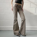 Khaki Tapered Bell-Bottom Trousers image 2