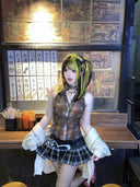 Low-waist Pleated Plaid Skirt image 8