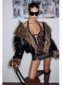 Misplaced Panelled Leather Skirt image 6