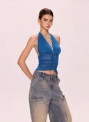 Halter Neck Backless Tank Top image 12