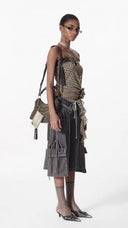 Flocked Dot & Leather Bustier image 11