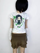 Kawaii Clover Doll Printed T-shirt image 0