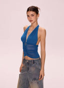 Halter Neck Backless Tank Top image 5
