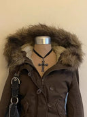Camel-colored hoodie-lined jacket image 8