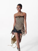 Flocked Dot & Leather Bustier image 7