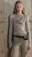 One-Shoulder Lace Panel Tee image 4