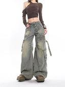 Pocketed Workwear Casual Denim Jeans image 0