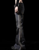 Low-rise side-striped denim punk trousers image 7