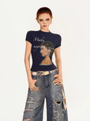 Black Retro Portrait T-Shirt image 5