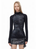 3D Ink Wash Pattern Knitted T-shirt image 6