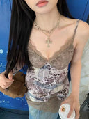 Leopard Lace Chiffon Strap Top image 0