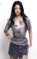 Detachable Fur-collar Printed Shirt image 0