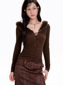 V-Neck Teddy Top image 1