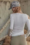 One-Shoulder Lace Panel Tee image 10