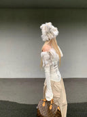 Fuzzy Off-Shoulder Ruched Top image 4