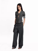 Short-Sleeve Tie-Front Blouse image 1