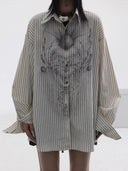 Abstract Face Mask Striped Shirt image 0