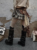 Patchwork Plaid Skirt image 5
