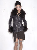 "Midnight Plum" Fur Moto Jacket