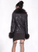 "Midnight Plum" Fur Moto Jacket