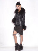 "Midnight Plum" Fur Moto Jacket