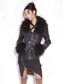 "Midnight Plum" Fur Moto Jacket