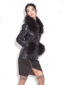 "Midnight Plum" Fur Moto Jacket