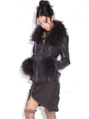 "Midnight Plum" Fur Moto Jacket