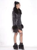 "Midnight Plum" Fur Moto Jacket