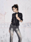 Double-Zip Letterman Cardigan