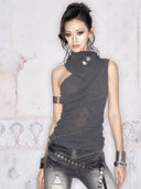 High-Neck Ribbed Top