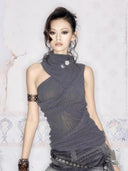 High-Neck Ribbed Top