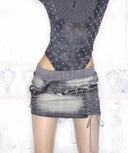 Knox Lace-Up Denim Skirt
