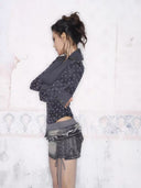 Knox Lace-Up Denim Skirt