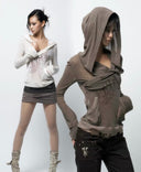 Crossover Sheer Hoodie Top