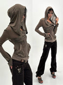 Crossover Sheer Hoodie Top