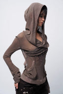 Crossover Sheer Hoodie Top
