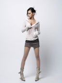 Crossover Sheer Hoodie Top