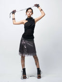 Cyber Mesh Layered Skirt