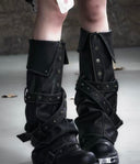 Washed Leather Leg Warmers