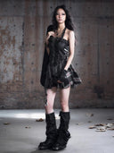 Washed Leather Leg Warmers