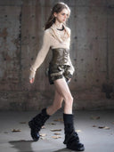 Washed Leather Leg Warmers