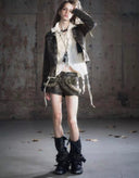 Washed Leather Leg Warmers