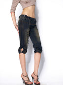 Double-Front Denim Shorts