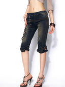 Double-Front Denim Shorts