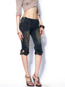 Double-Front Denim Shorts