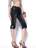 Double-Front Denim Shorts