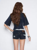 V-Cinch Moto Denim Jacket