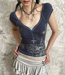 Mist Blue Lyric Top