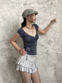 Mist Blue Lyric Top